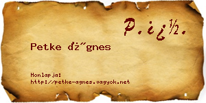Petke Ágnes névjegykártya